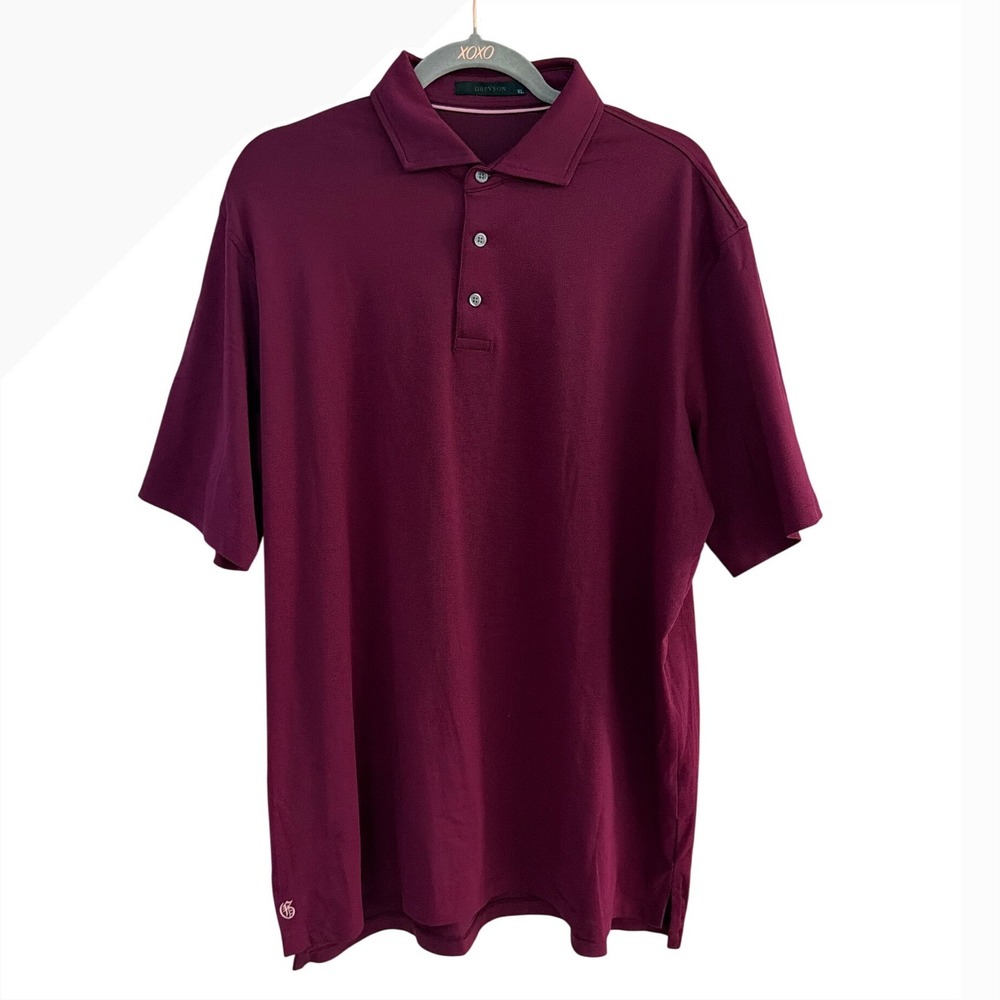 Greyson brrr Mens XL Burgundy Maroon Performance Golf Polo Shirt Short Sleeve